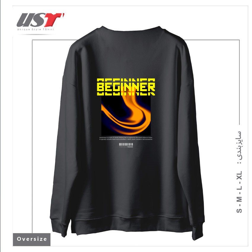 طرح typography 19 سوییشرت اورسایزرنگ دودی