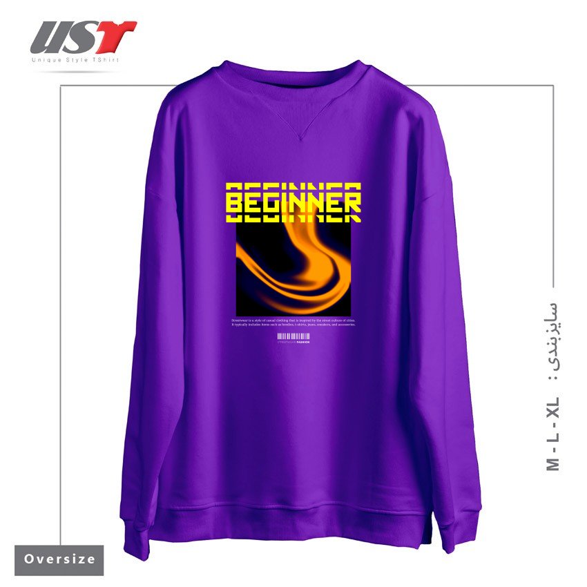 طرح typography 19 سوییشرت اورسایزرنگ بنفش