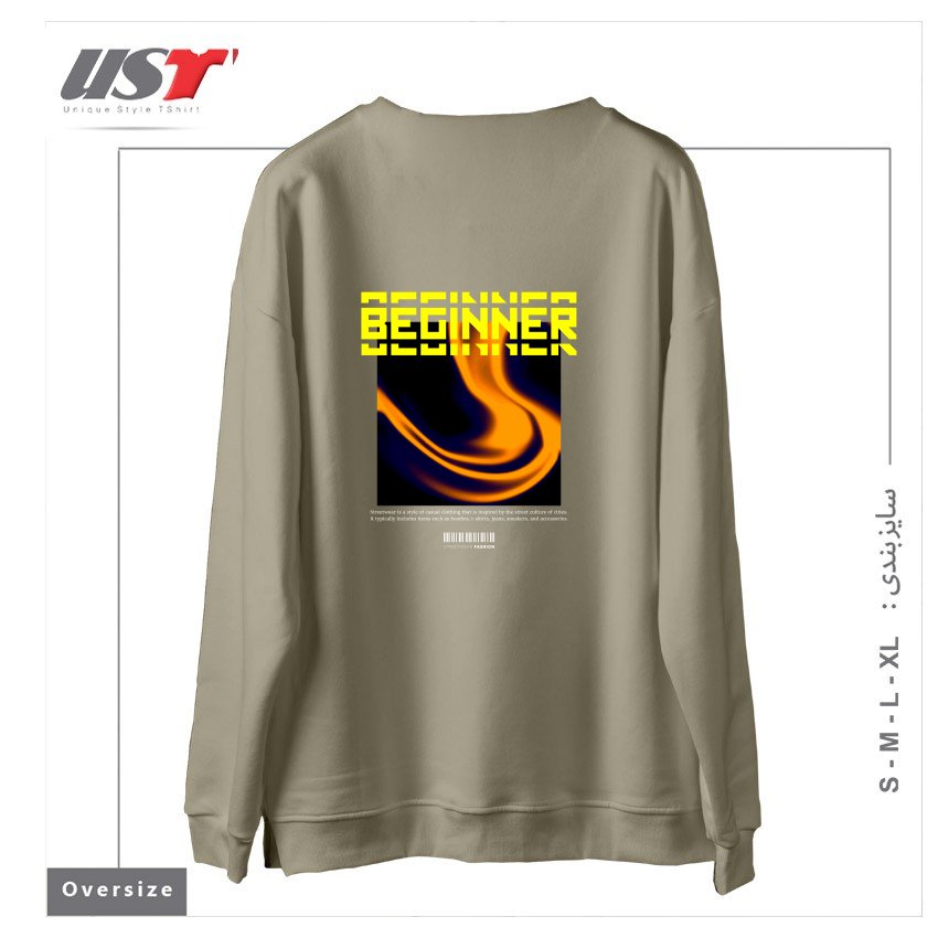 طرح typography 19 سوییشرت اورسایزرنگ نخودی