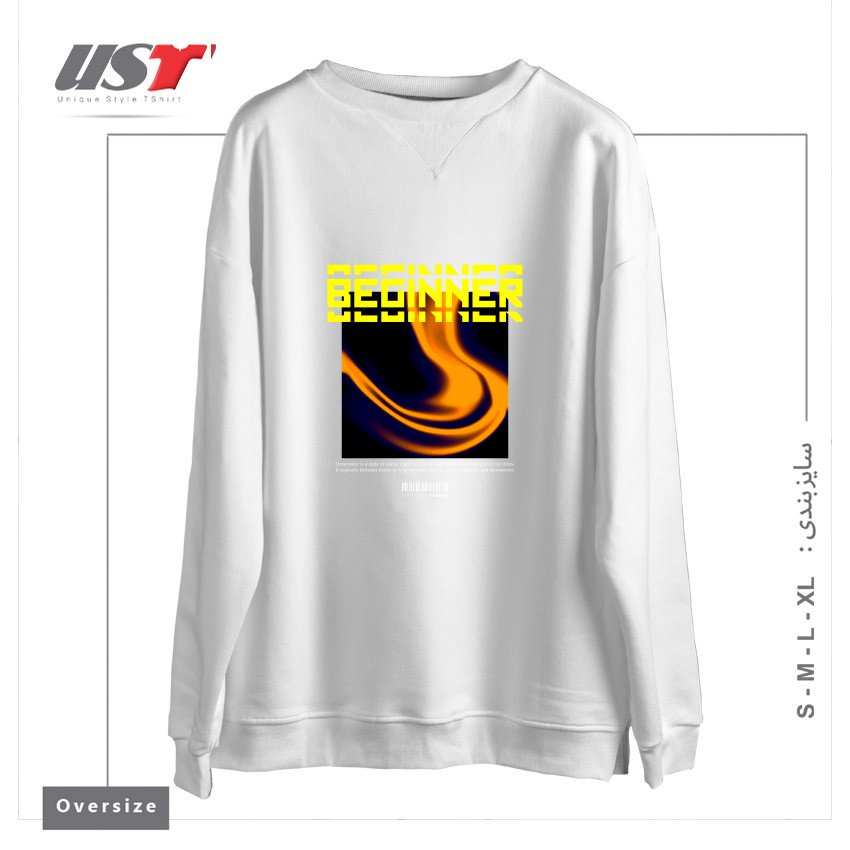 طرح typography 19 سوییشرت اورسایزرنگ سفید