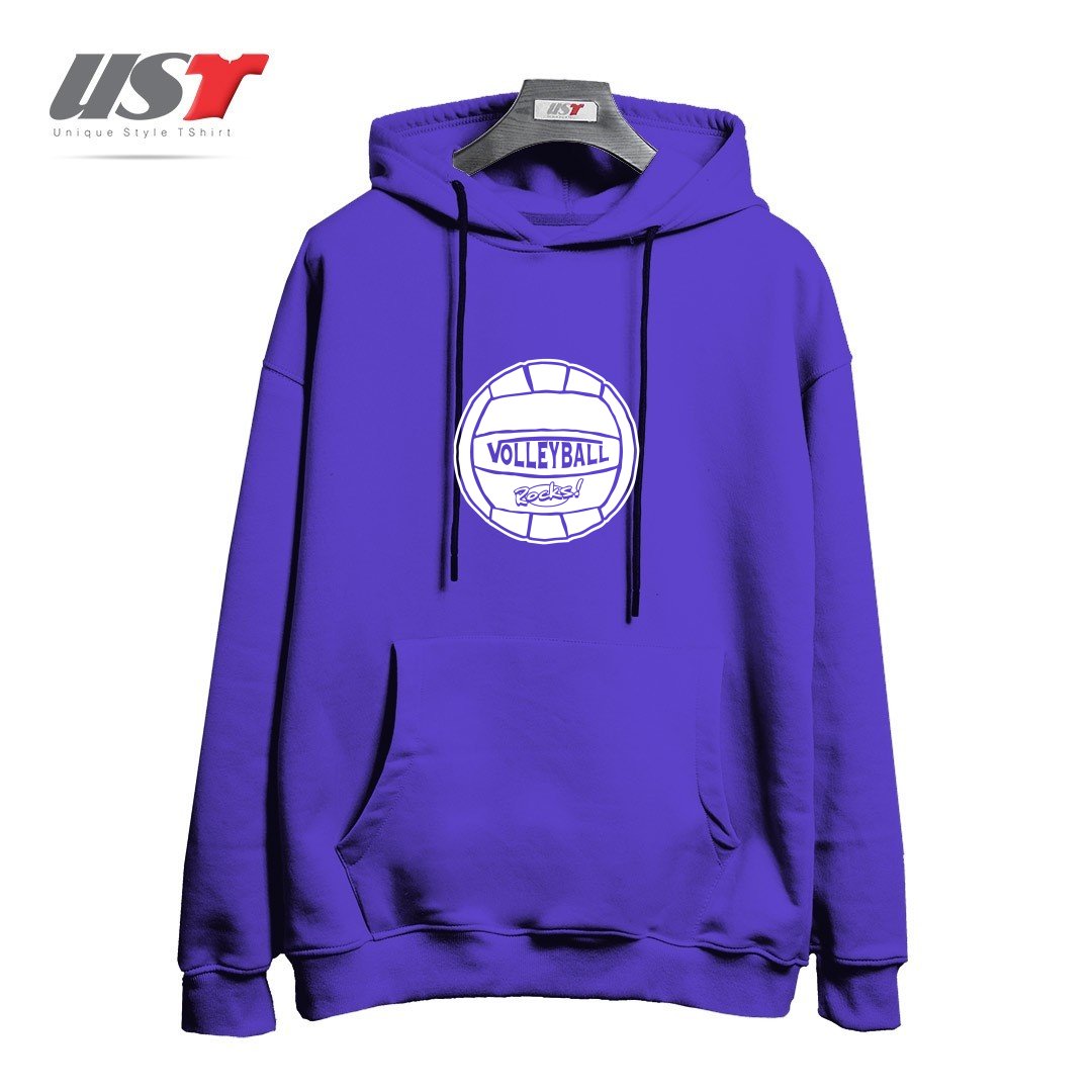 طرح VOLLEYBALL SIMPLY ROCKS هودی اورسایزرنگ بنفش