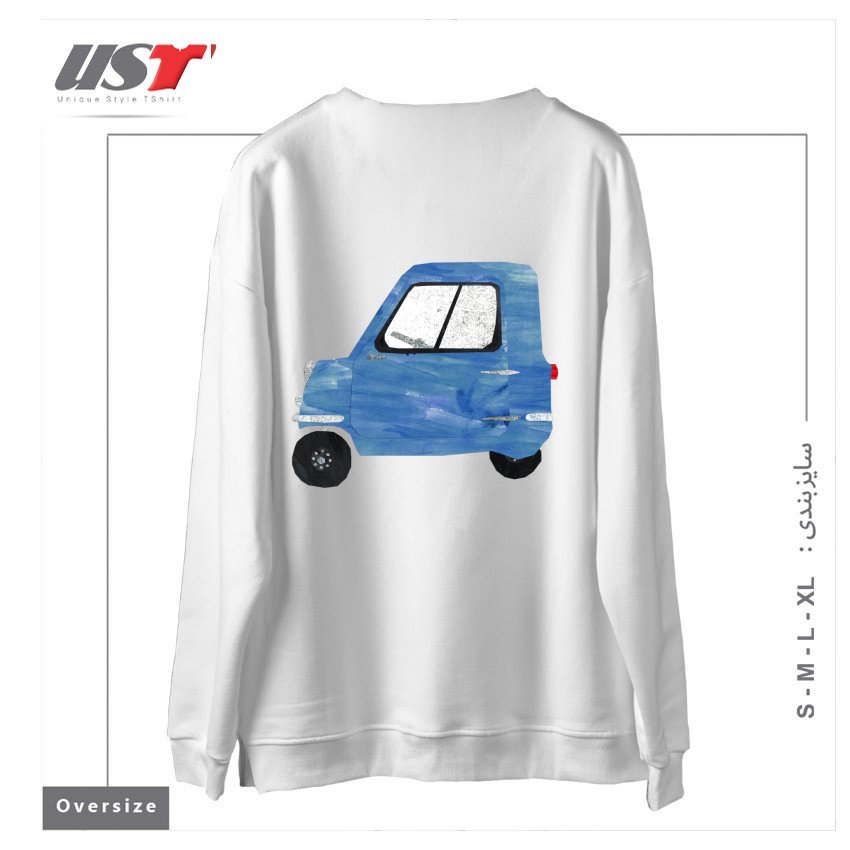 طرح CAR - PEEL P50 سوییشرت اورسایزرنگ سفید