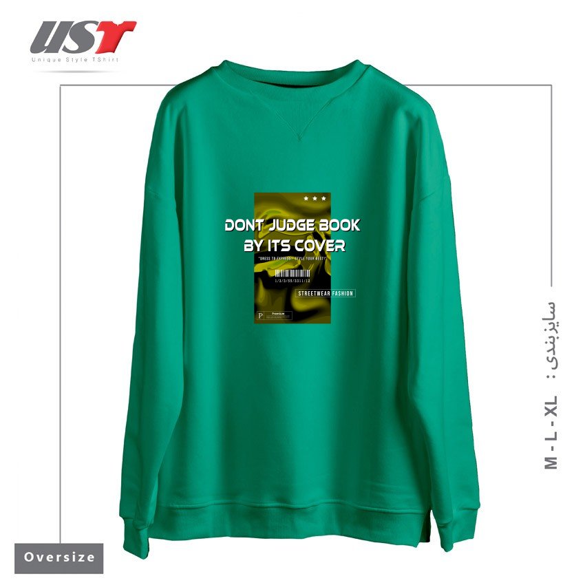 طرح typography 21 سوییشرت اورسایزرنگ سبز سدری