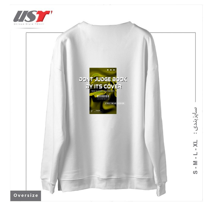 طرح typography 21 سوییشرت اورسایزرنگ سفید