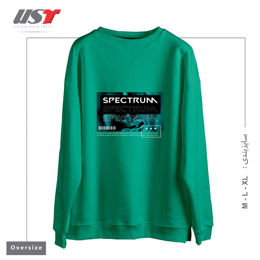 طرح typography 22 سوییشرت اورسایزرنگ سبز سدری