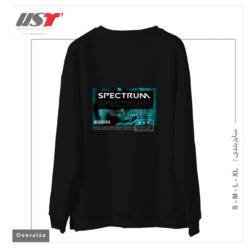 طرح typography 22 سوییشرت اورسایزرنگ مشکی