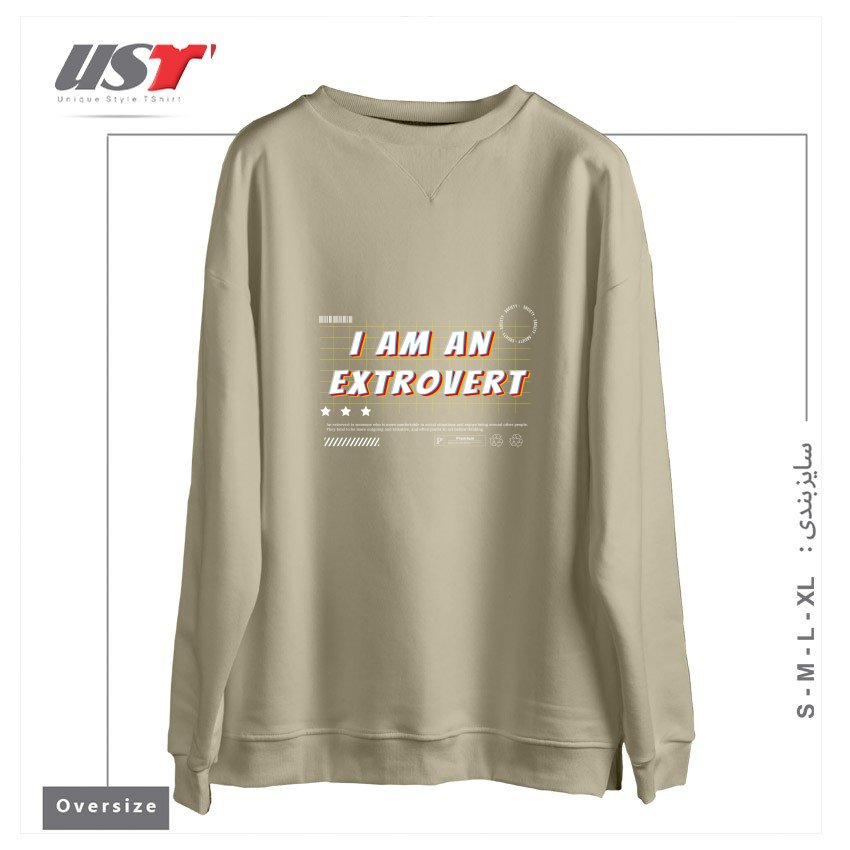 طرح typography 23 سوییشرت اورسایزرنگ نخودی