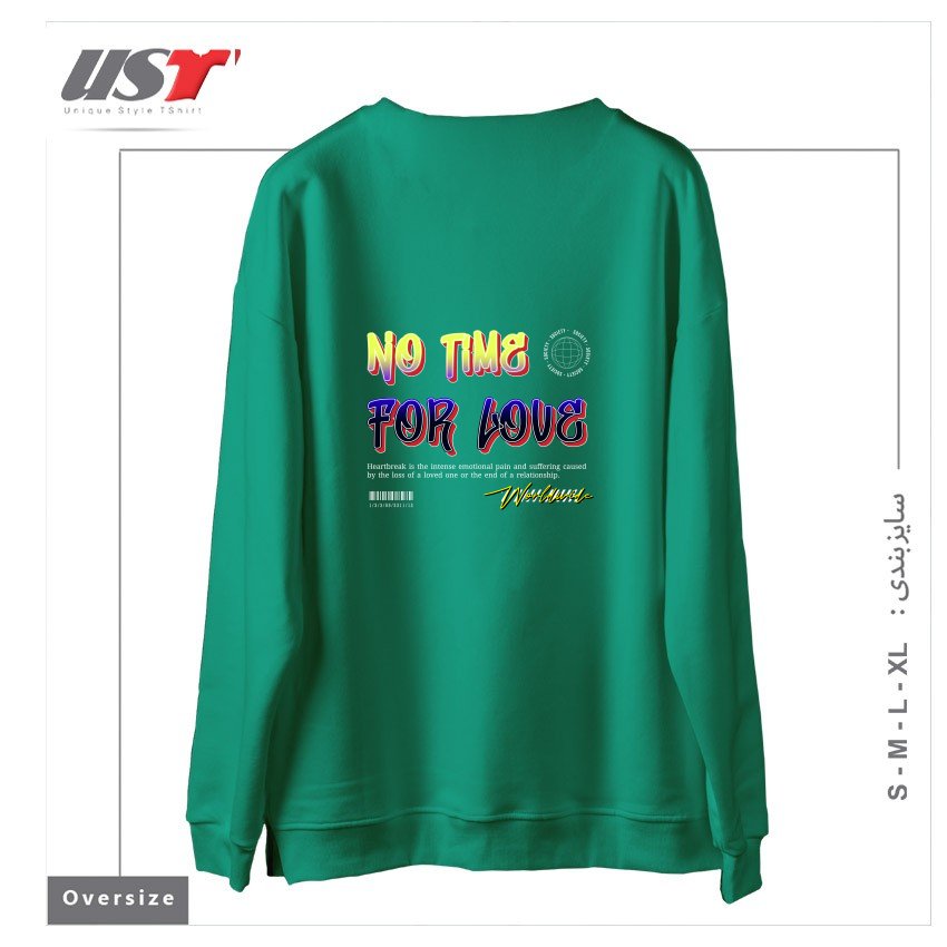 طرح typography 26 سوییشرت اورسایزرنگ سبز سدری