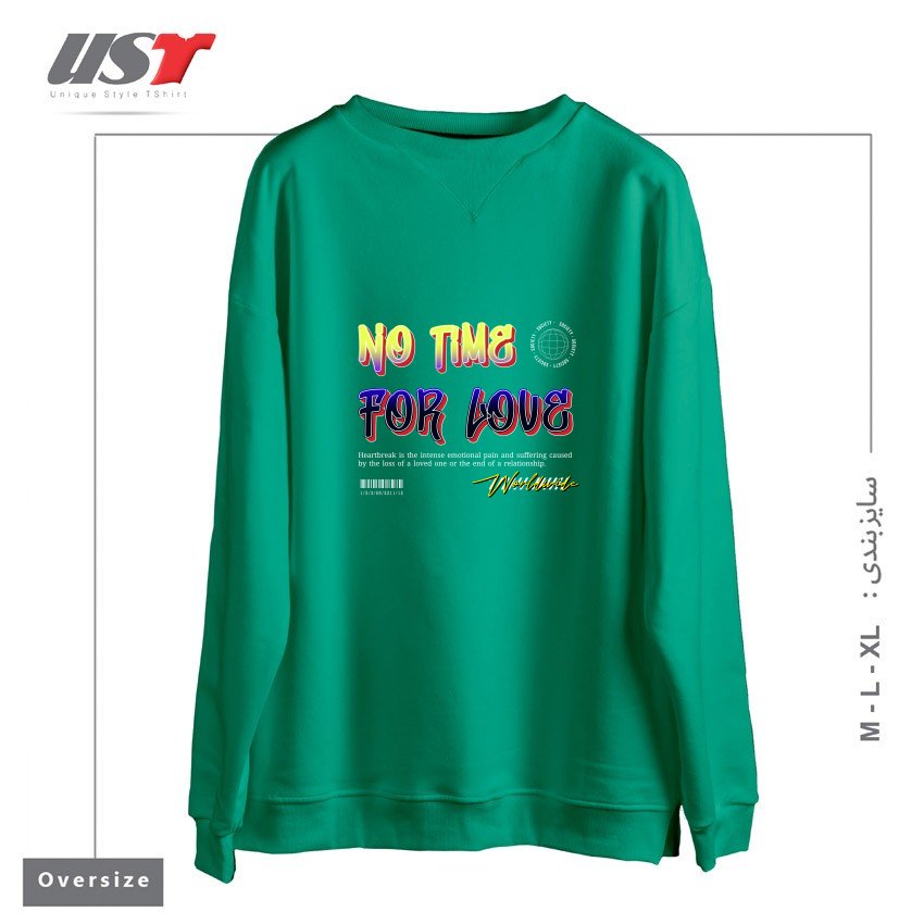 طرح typography 26 سوییشرت اورسایزرنگ سبز سدری