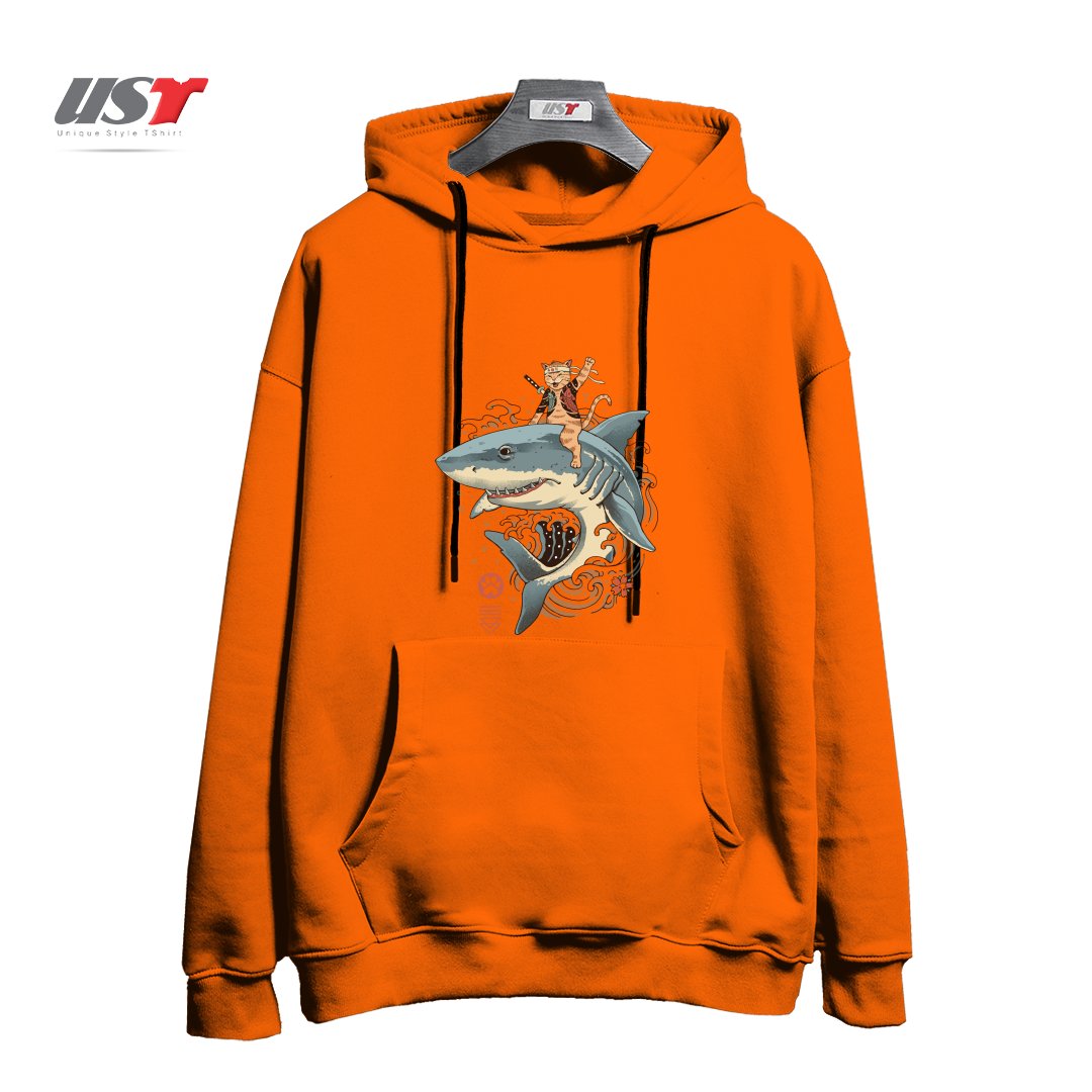 طرح CATANA SHARK هودی اورسایزرنگ نارنجی