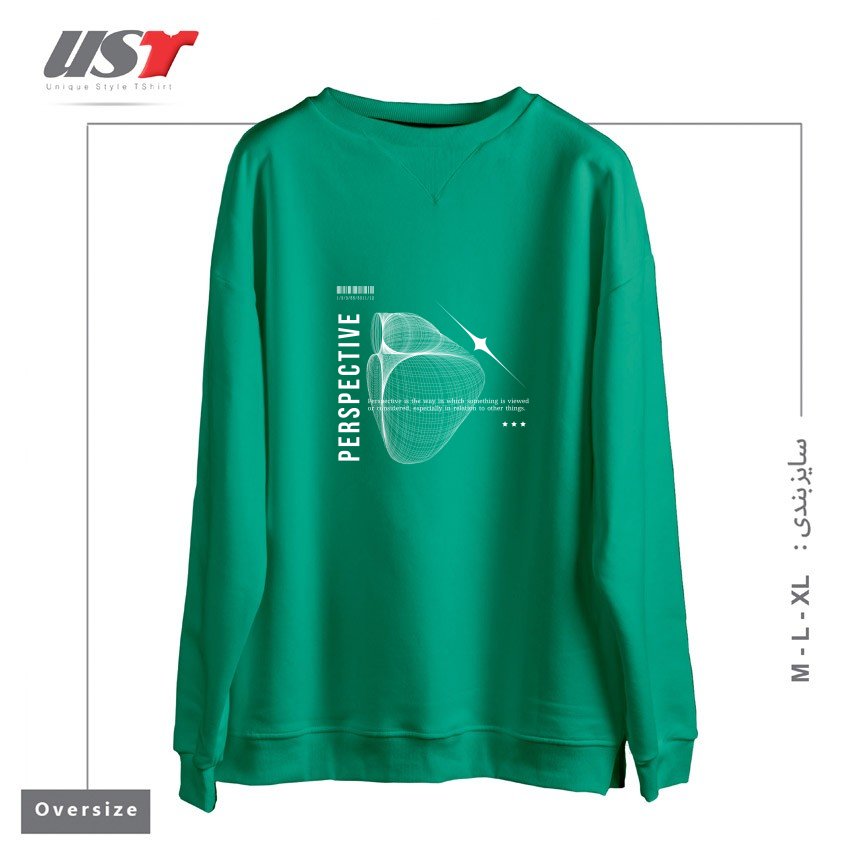 طرح typography 27 سوییشرت اورسایزرنگ سبز سدری