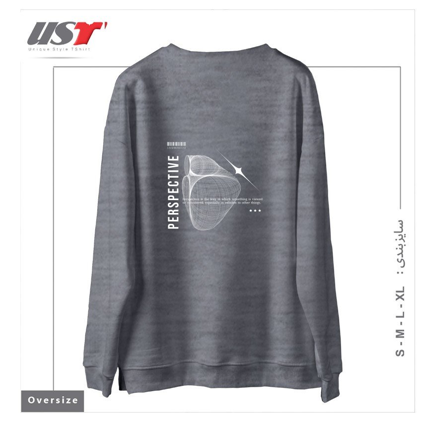 طرح typography 27 سوییشرت اورسایزرنگ طوسی ملانژ