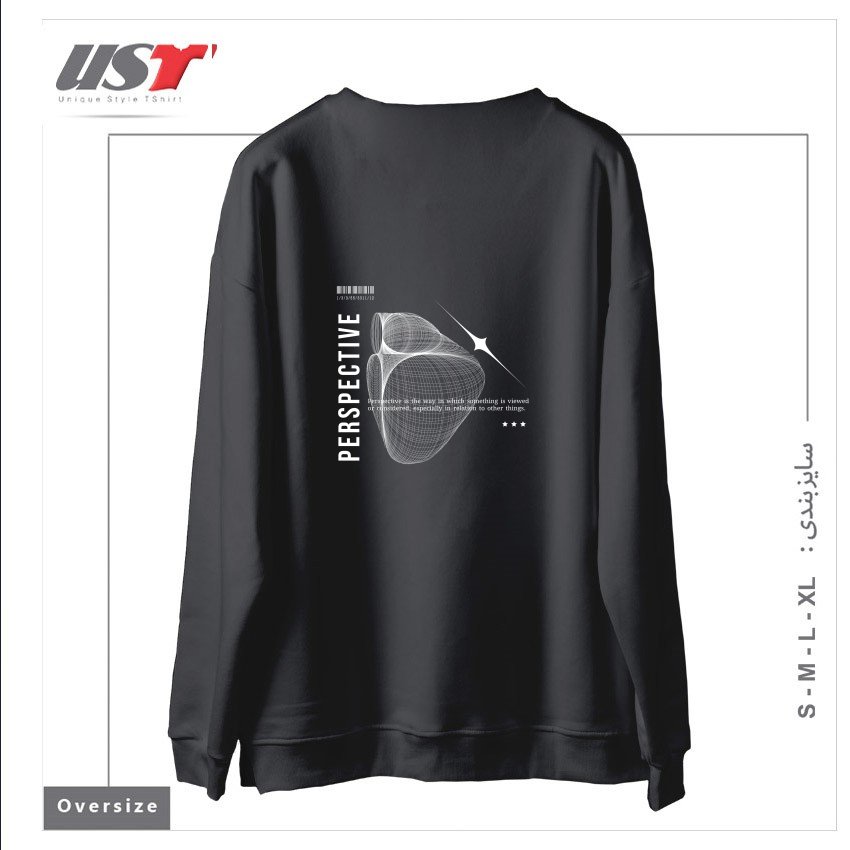 طرح typography 27 سوییشرت اورسایزرنگ دودی