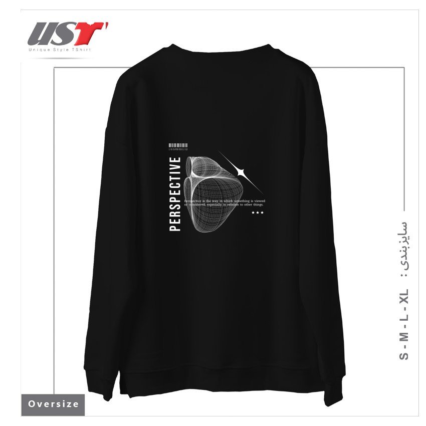 طرح typography 27 سوییشرت اورسایزرنگ مشکی