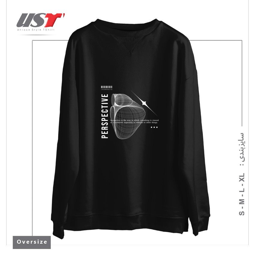 طرح typography 27 سوییشرت اورسایزرنگ مشکی