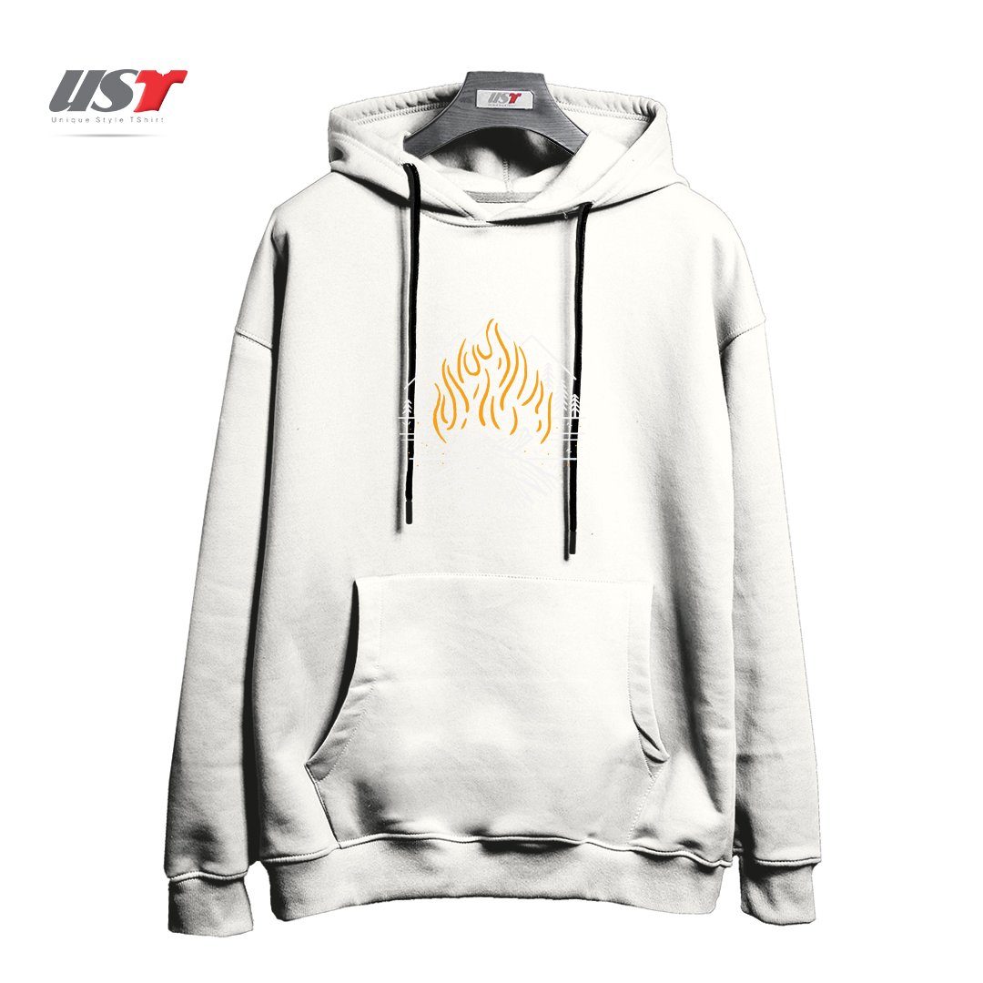 طرح BONFIRE هودی اورسایزرنگ سفید