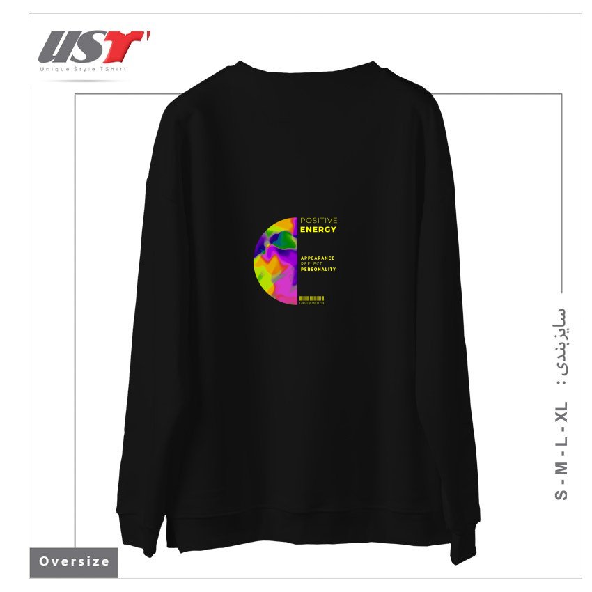 طرح typography 28 سوییشرت اورسایزرنگ مشکی