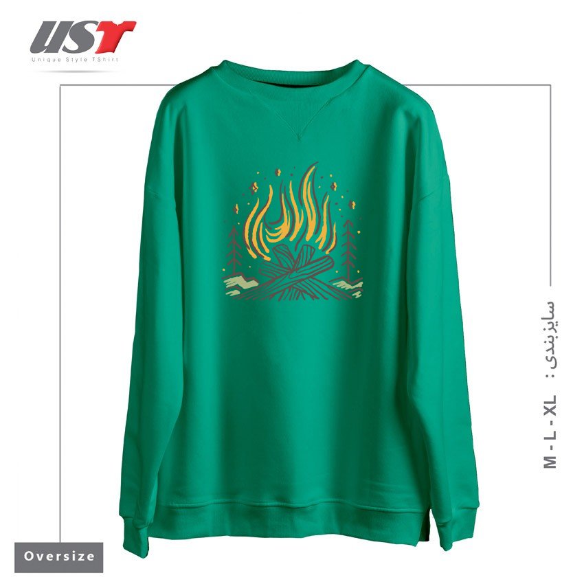 طرح BONFIRE1 سوییشرت اورسایزرنگ سبز سدری