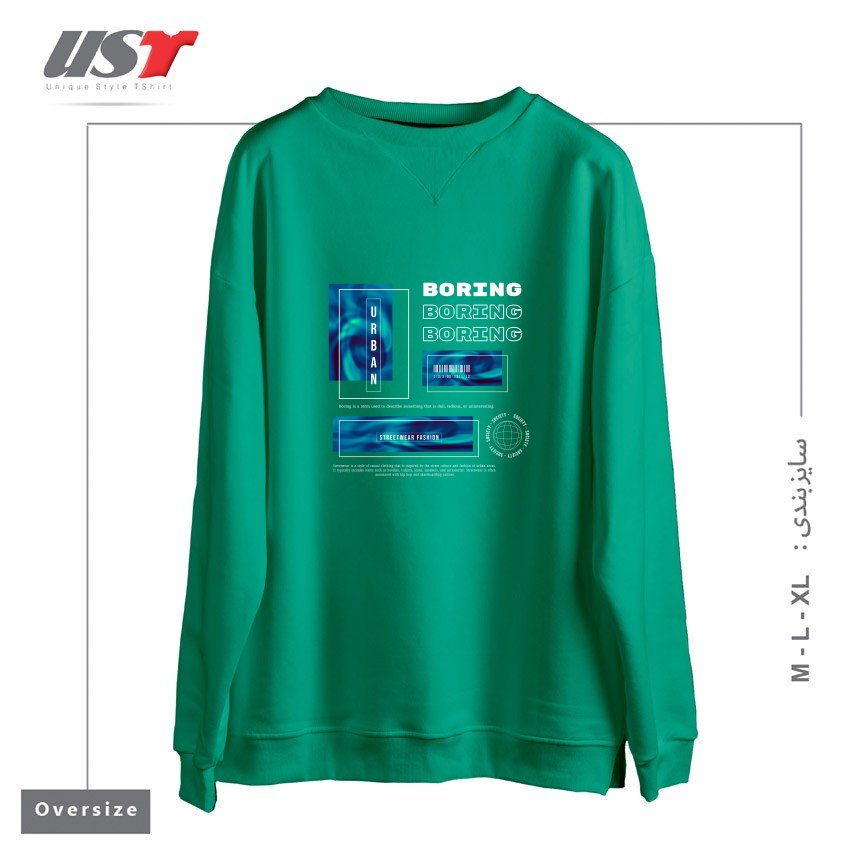 طرح typography 31 سوییشرت اورسایزرنگ سبز سدری