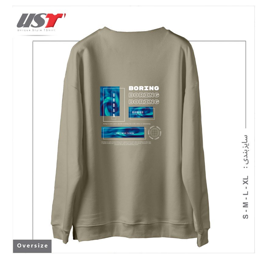 طرح typography 31 سوییشرت اورسایزرنگ نخودی