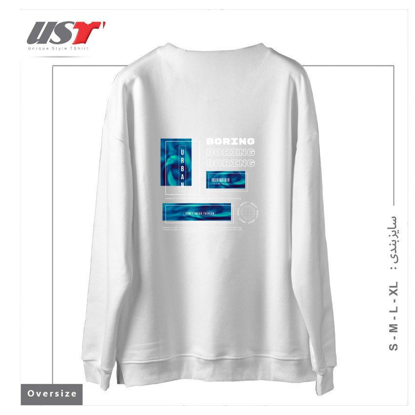 طرح typography 31 سوییشرت اورسایزرنگ سفید