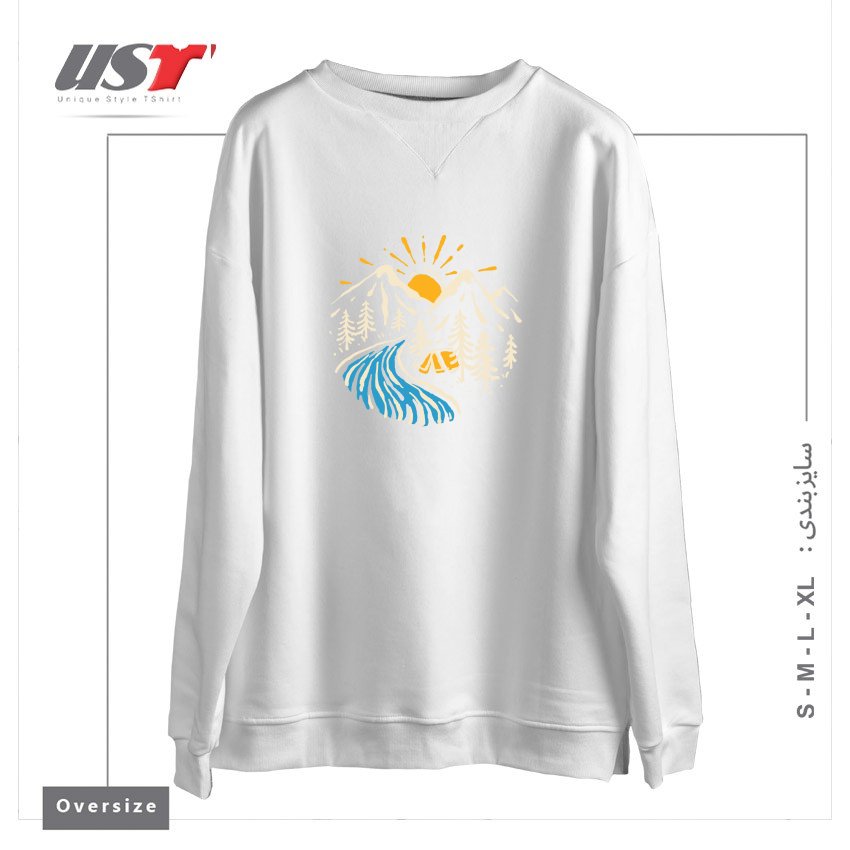 طرح CAMP RIVER سوییشرت اورسایزرنگ سفید