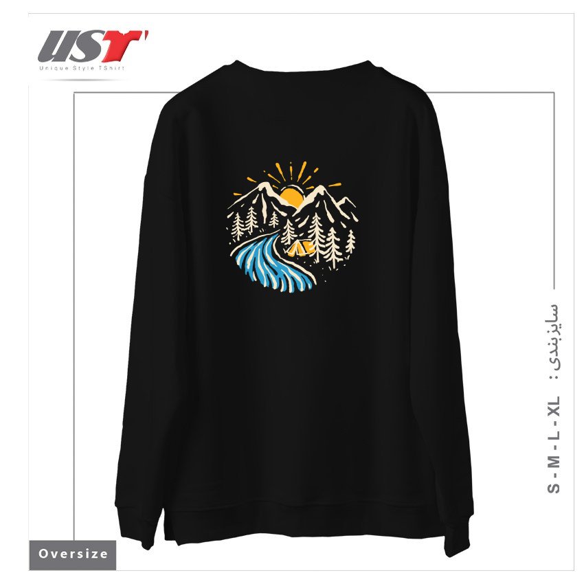 طرح CAMP RIVER سوییشرت اورسایزرنگ مشکی