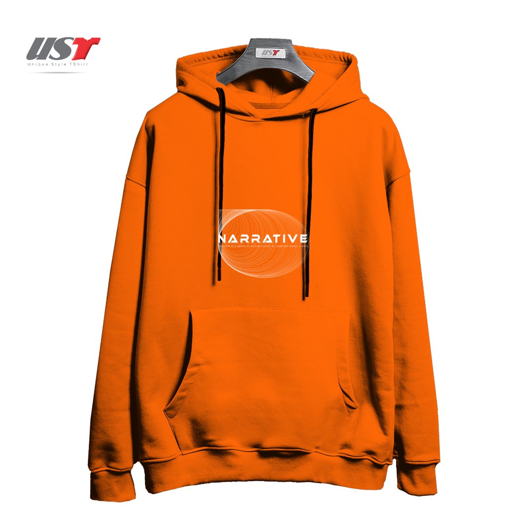 طرح typography 37 هودی اورسایزرنگ نارنجی