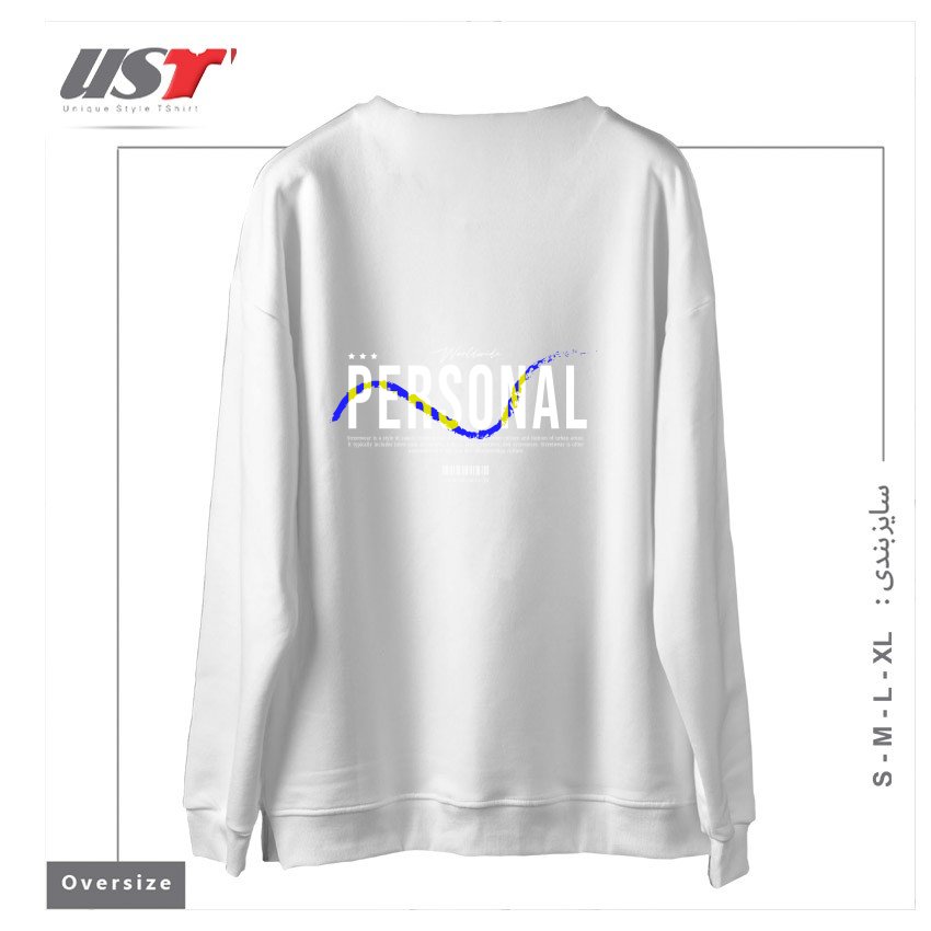 طرح typography 38 سوییشرت اورسایزرنگ سفید