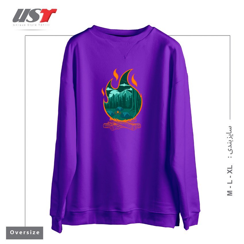 سوییشرت اورسایز طرح CAMPFIRE ADVENTURE CAMPING