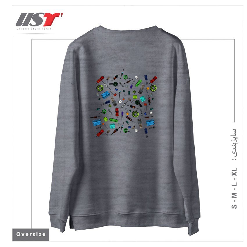 طرح CIRCUIT COMPONENTS - COLOR سوییشرت اورسایزرنگ طوسی ملانژ