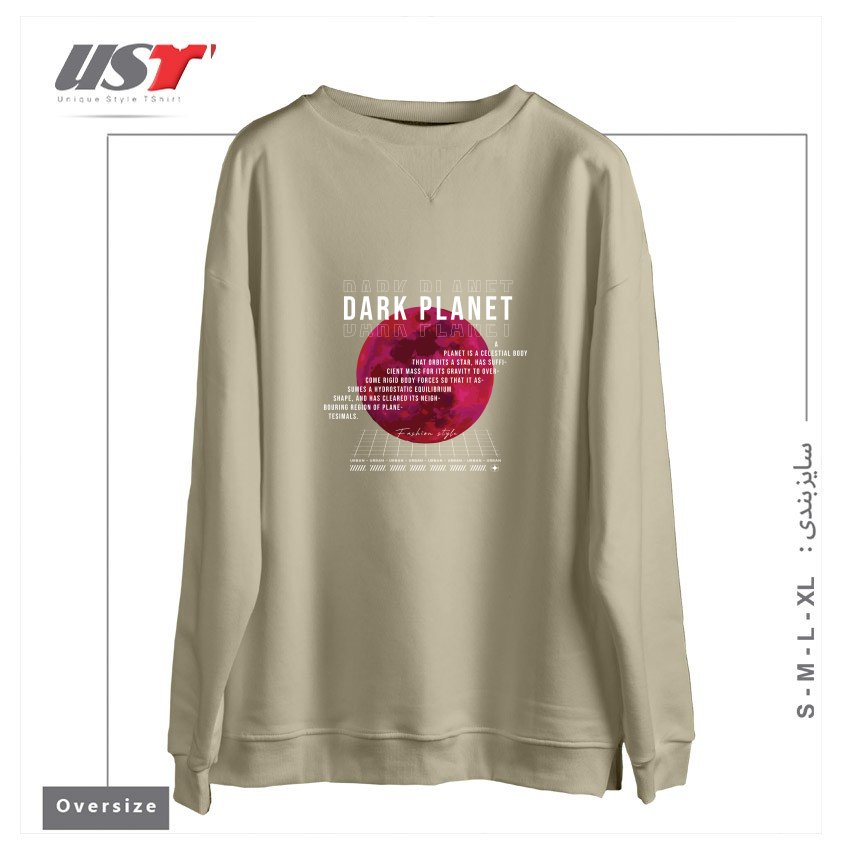 طرح typography 40 سوییشرت اورسایزرنگ نخودی