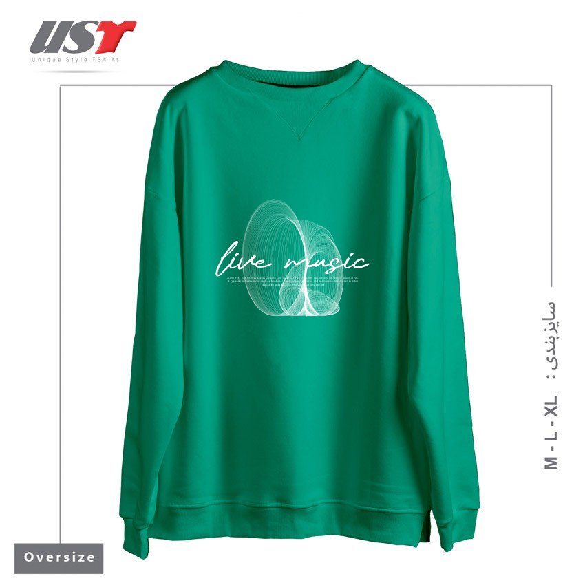 طرح typography 42 سوییشرت اورسایزرنگ سبز سدری