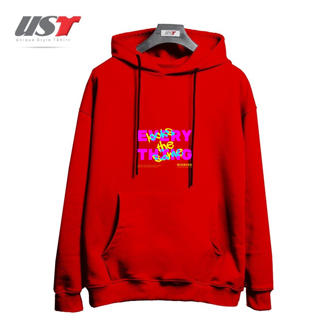 طرح typography 43 هودی اورسایزرنگ قرمز