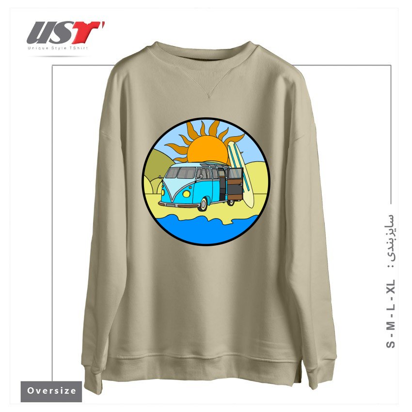 سوییشرت اورسایز طرح CAMPING ON THE BEACH