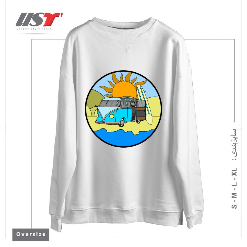 سوییشرت اورسایز طرح CAMPING ON THE BEACH