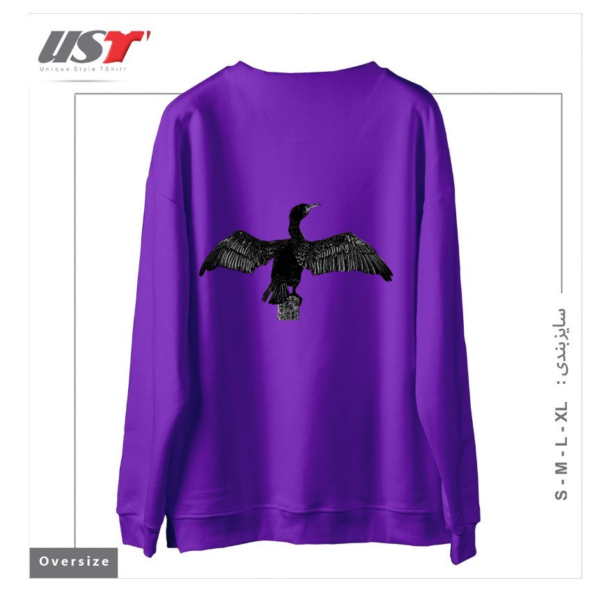 طرح CORMORANT DRAWING سوییشرت اورسایزرنگ بنفش