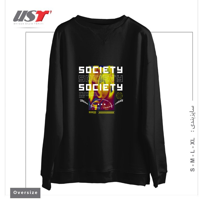 طرح typography 46 سوییشرت اورسایزرنگ مشکی