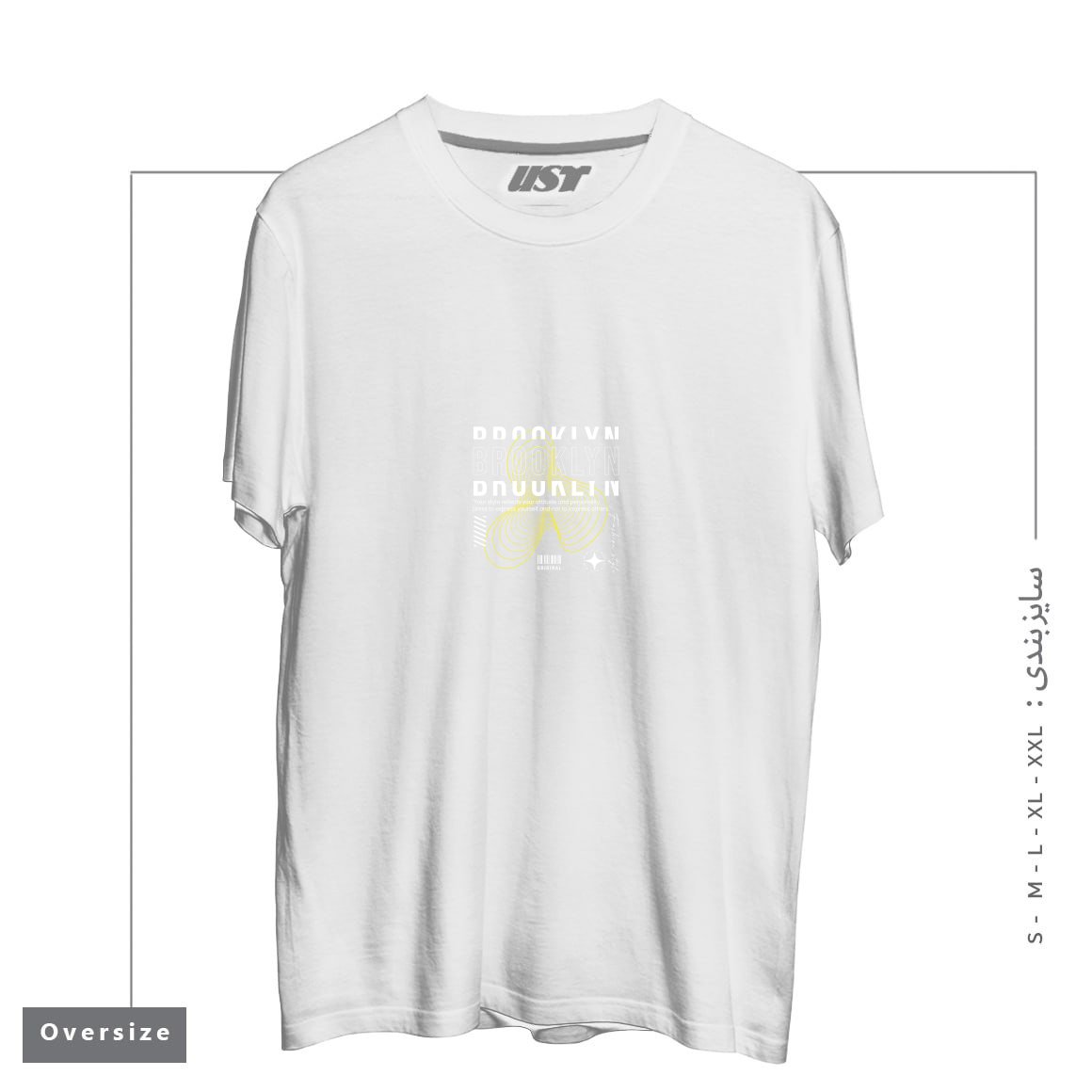 طرح typography 47 تیشرت اورسایزرنگ سفید