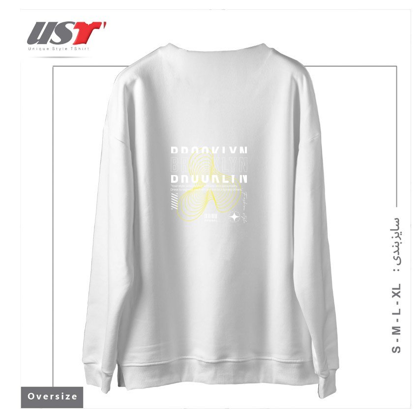 طرح typography 47 سوییشرت اورسایزرنگ سفید