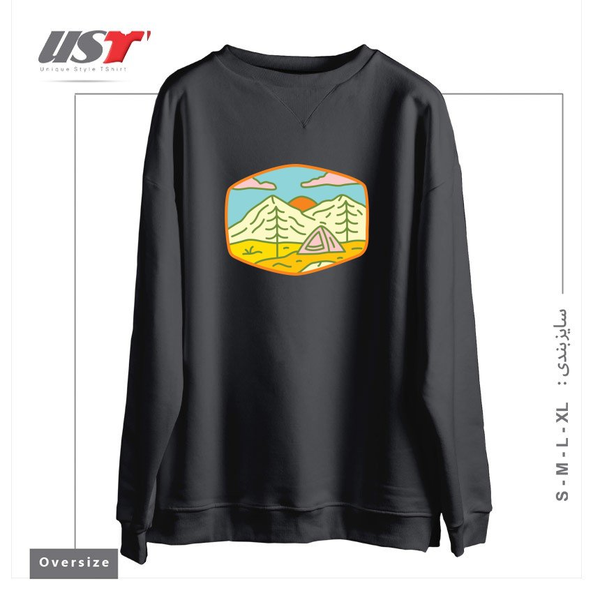 طرح CAMPING1 سوییشرت اورسایزرنگ دودی