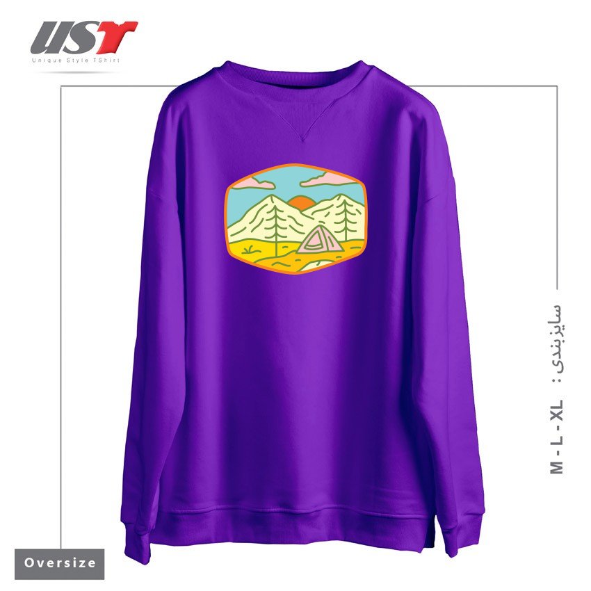 طرح CAMPING1 سوییشرت اورسایزرنگ بنفش