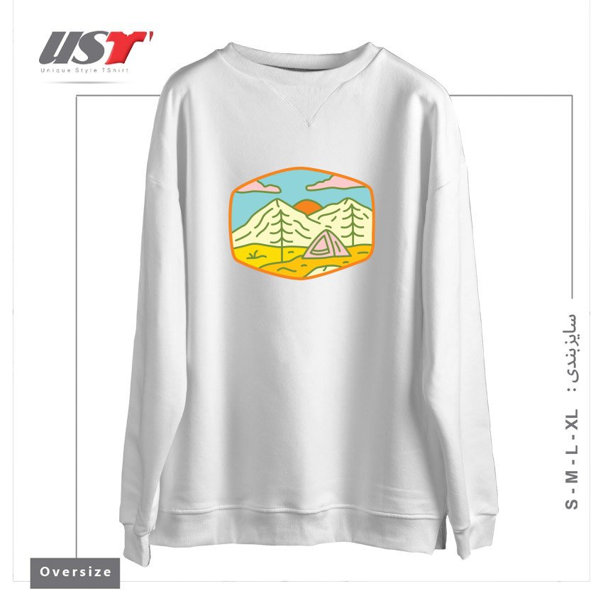 طرح CAMPING1 سوییشرت اورسایزرنگ سفید