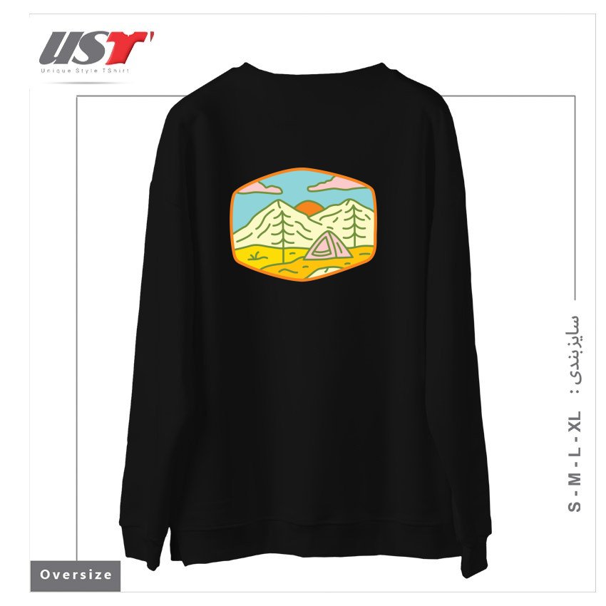 طرح CAMPING1 سوییشرت اورسایزرنگ مشکی