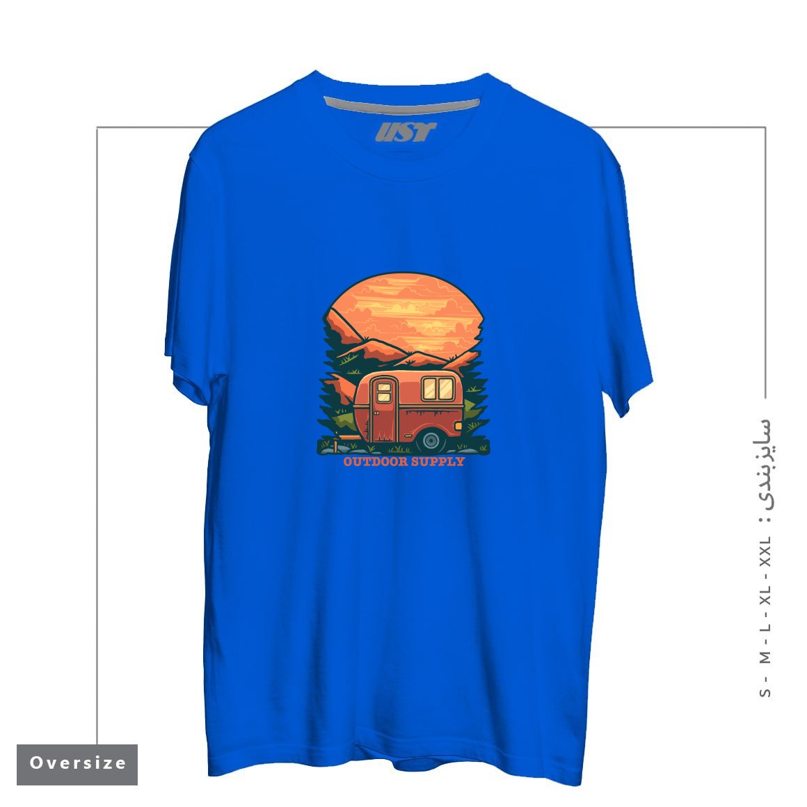 طرح CARAVAN تیشرت اورسایزرنگ آبی شالی