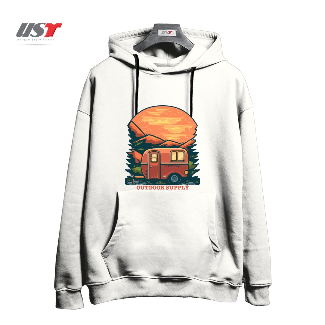 طرح CARAVAN هودی اورسایزرنگ سفید