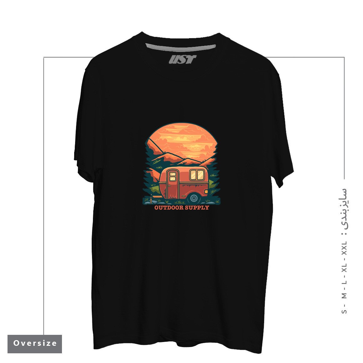 طرح CARAVAN تیشرت اورسایزرنگ مشکی