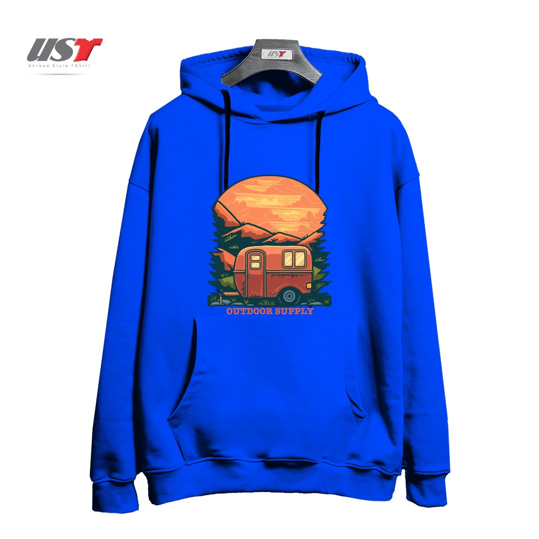 طرح CARAVAN هودی اورسایزرنگ آبی شالی