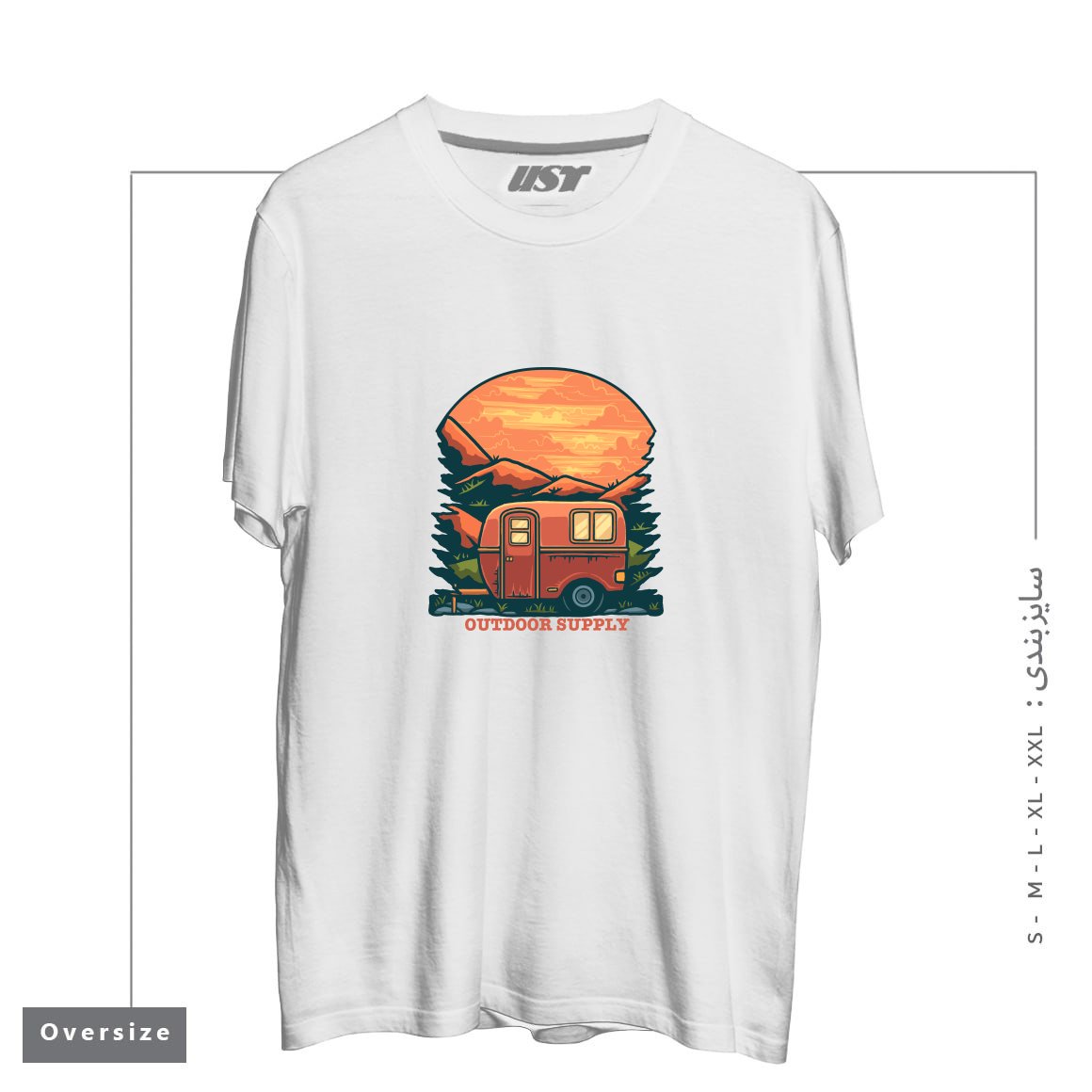 طرح CARAVAN تیشرت اورسایزرنگ سفید