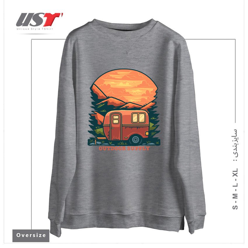 طرح CARAVAN سوییشرت اورسایزرنگ طوسی ملانژ